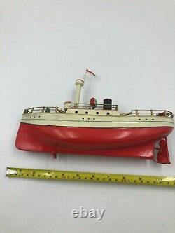 Antique 11 Carette Gun Boat Tin Toy Ship Germany