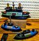 Antique 1910 Hess Columbia Dreadnought Gun Boat Tin Toy+2lil Boats 100%orig. Wrks