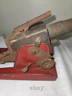 Antique Balwin Toy Elevating Rotating Field Coastal Gun Anti-Aircraft Metal Wood