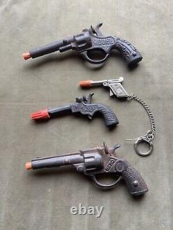 Antique Cast Iron Toy Cap Gun Lot Hero Big Chief