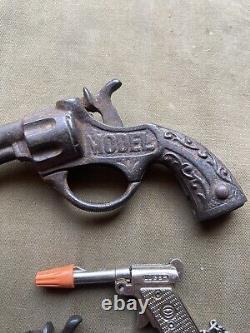 Antique Cast Iron Toy Cap Gun Lot Hero Big Chief