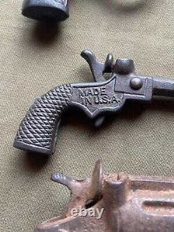 Antique Cast Iron Toy Cap Gun Lot Hero Big Chief