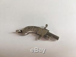 Antique GERMAN vintage TOY CAP GUN miniature pinfire pistol pendant keychain fob