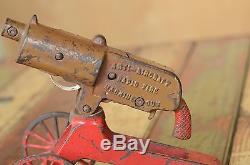 Antique Grey Iron cast iron Rapid fire machine gun cap gun Large toy