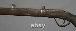 Antique Hand Made Wooden Stock Rifle Gun Kid's Toy With Leather Shoulder Strap