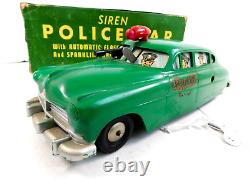 Antique Marx Old Police Car Windup Machine Gun, Siren & Battery Operated Light