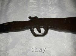 Antique Primitive Hand Hewn Wooden Toy Rifle Musket Long Gun