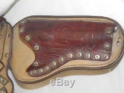 Antique Roy Rogers Double Leather Holster Pair 2 Hubley Texan 38 Cap Gun Toys