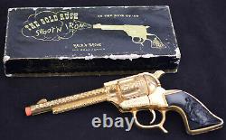 Antique Schmidt Shoot'n Iron 24k Gold Plated Cap Gun Original Box Orange Tipped