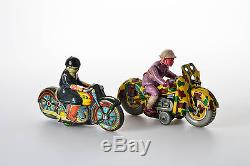 #Antique Tin Toy# Marusan TYDY Military Police Gun Honda Race Motorcycle Japan