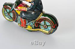 #Antique Tin Toy# Marusan TYDY Military Police Gun Honda Race Motorcycle Japan