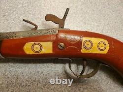 Antique Toy Gun Wood, Steel, Tin, And 8one Inlay With Copper Rope Design
