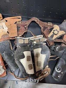 Antique / Vintage Lot 17 Toy Cap Gun Holster and Belt