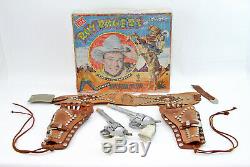 Antique c1940's ROY ROGERS COWBOY Holster, Bullets, Cap Gun Pistols Set Boxed