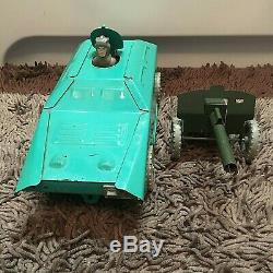 Antique very rare tin toy BTR military with a gun Armored personnel carrier USSR