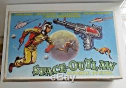 BOXED LONE STAR SPACE OUTLAW ATOMIC PISTOL RAY GUN CHROME VINTAGE 1950s B841