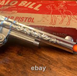 Buffalo Bill J. &E. Stevens Repeating Toy Cap Pistol With Box Unfired Clean Cap Gun
