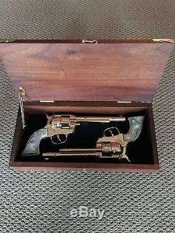 Cap guns pistols gold in black walnut box cowboy custom 24K NR