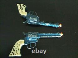Daisy Rare Blue Pair Of Made In Canada Pistols Not Cap Guns Orange Tips