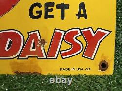 Daisy Vintage Porcelain Sign 1953 Kids Toy Air Rifle Bb Gun Cowboy Western Boy