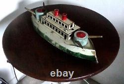 EXTRA NICE SCHIEBLE HILL CLIMBER PRESSED STEEL GUN BOAT Ca 1906 EXTRA NICE