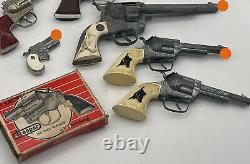 Estate Find Lot of 7 VINTAGE HUBLEY CAP TOY GUNS / Nice Collection of Rare Toys