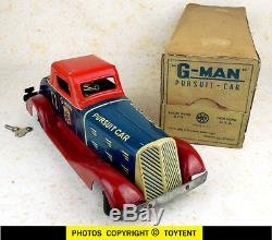 G-Man Pursuit Car wind-up with sparkling gun Marx Toys 1935 boxed. See movie