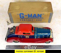 G-Man Pursuit Car wind-up with sparkling gun Marx Toys 1935 boxed. See movie