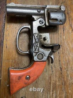 Gene Autry Cast Iron Kenton Toy Cap Gun Orange Red Grips 1940/50s Vintage
