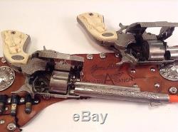 Gene Autry Flying A Ranch Holster Set W Die Cast 44 Revolver Cap Guns BEAUTIFUL