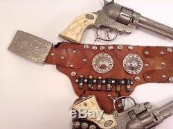 Gene Autry Flying A Ranch Holster Set W Die Cast 44 Revolver Cap Guns BEAUTIFUL