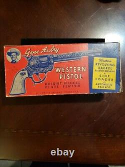 Gene Autry Western Pistol Revolving Barrel 50 Shot Repeater Cap Gun With Box