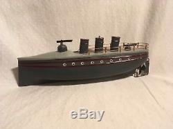 George Carette Gun Boat Tin Clockwork Torpedo Boat Toy Ship Germany 1920s