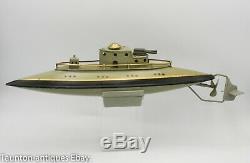 German wind up clockwork toy submarine boat gun Fleischmann or Marklin C. 1920's