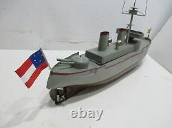 Gun Boat Wind Up Pre War Excellent Condition Tested And Works Good All Metal