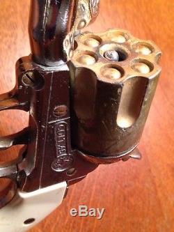 HUBLEY DIE CAST 1950's COLT 45 CAP GUN & ORIGINAL LEATHER HOLSTER