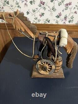 Horse Art Wooden/Metal With Gun & Water Bottle. Very Rare & Unique