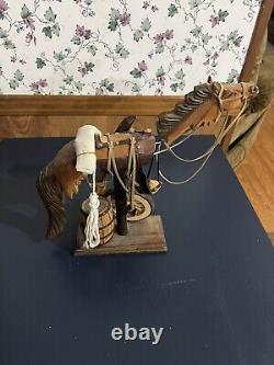 Horse Art Wooden/Metal With Gun & Water Bottle. Very Rare & Unique