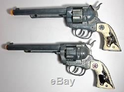 Hubley Cowboy Pistol Toy Cap Gun Longhorn Grip Deluxe Holster Custom Display Box