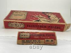 Hubley Early American FLINTLOCK PISTOL DOUBLE BARREL Diecast Toy Cap Gun w Box