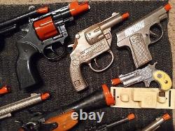 Huge Lot Vintage Toy Cap Guns Cowboy Western, Detective, Holsters and More