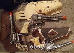 Huge Lot Vintage Toy Cap Guns Cowboy Western, Detective, Holsters and More