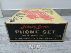 JOHNNY SEVEN RED PHONE SET TOY DE LUXE TOPPER LTD 6068 VINTAGE 60S NOS Not Gun