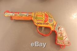 Jewish judaica gamad vintage tin pistol gun israel israeli toy purim