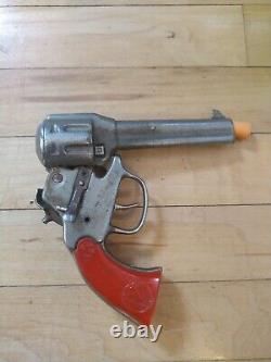 KILGORE Cap Gun, Cast Iron cylinder RED grips Vintage