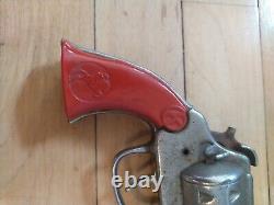 KILGORE Cap Gun, Cast Iron cylinder RED grips Vintage