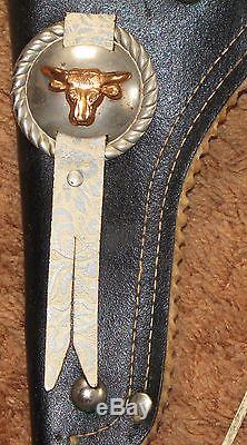 Late 1940s Wyandotte HOPALONG CASSIDY Cap Gun & Leather Holster belt with BOX