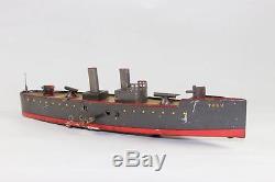 Lehmann TAKU German Tin Clockwork Gun Boat Battleship 10 inches