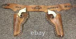 Leslie Henry Gene Autry 44 Toy Cap Gun Set WithDual Studded Leather Holster