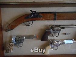 Lot of 11 Vintage TOY Cap Guns Pistols in Custom Display Case